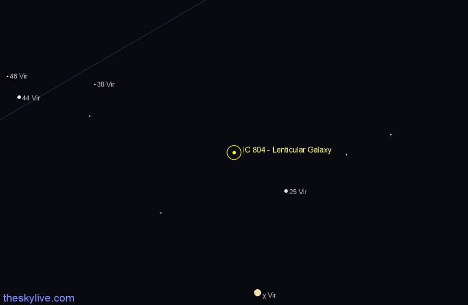 Finder chart IC 804 - Lenticular Galaxy in Virgo star