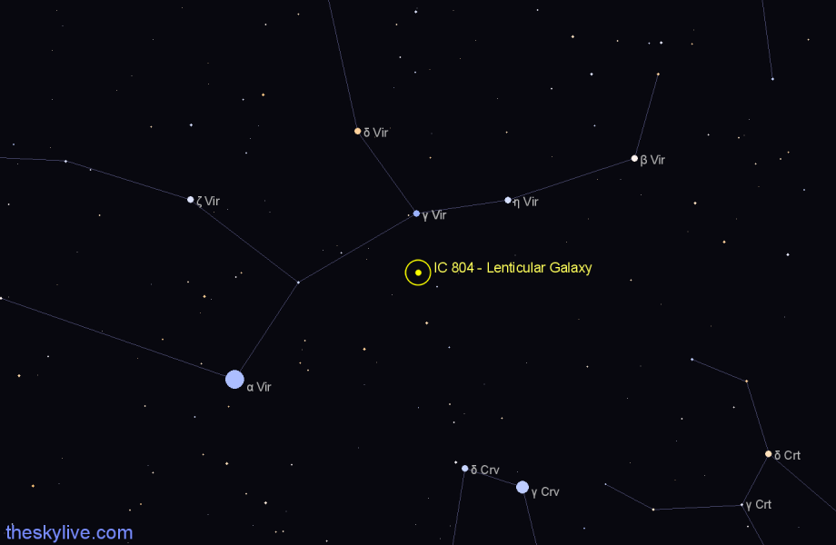 Finder chart IC 804 - Lenticular Galaxy in Virgo star