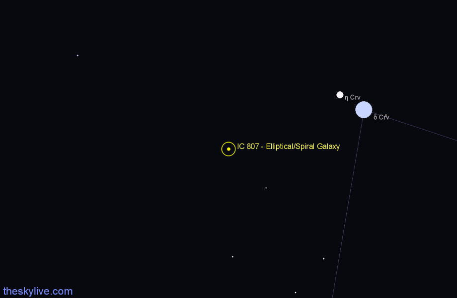 Finder chart IC 807 - Elliptical/Spiral Galaxy in Corvus star