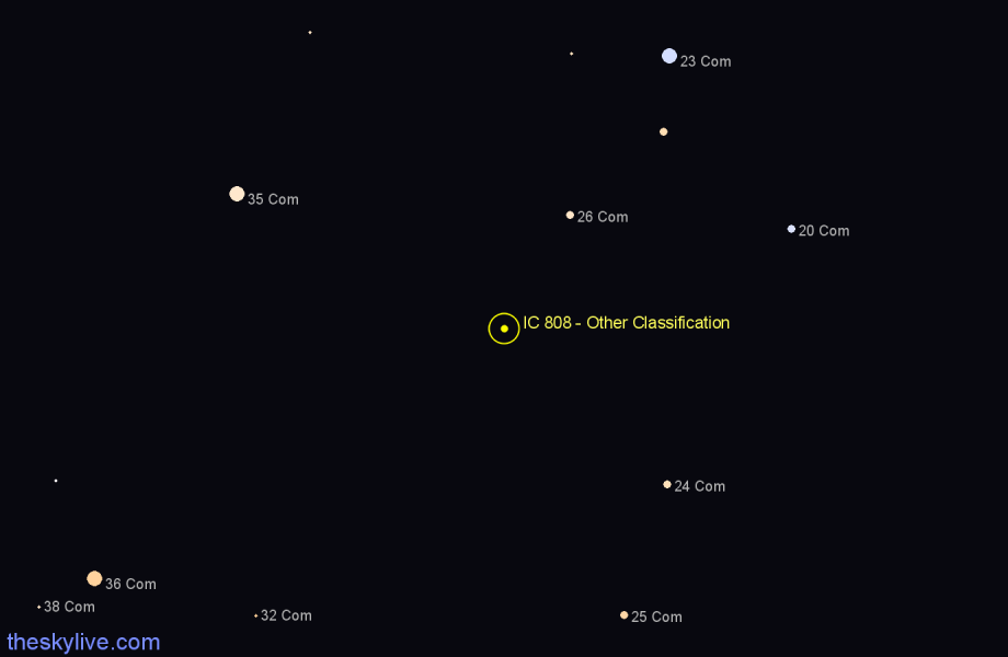Finder chart IC 808 - Other Classification in Coma Berenices star