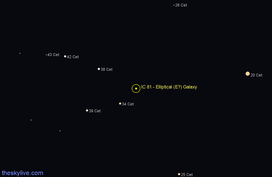 Finder chart IC 81 - Elliptical (E?) Galaxy in Cetus star