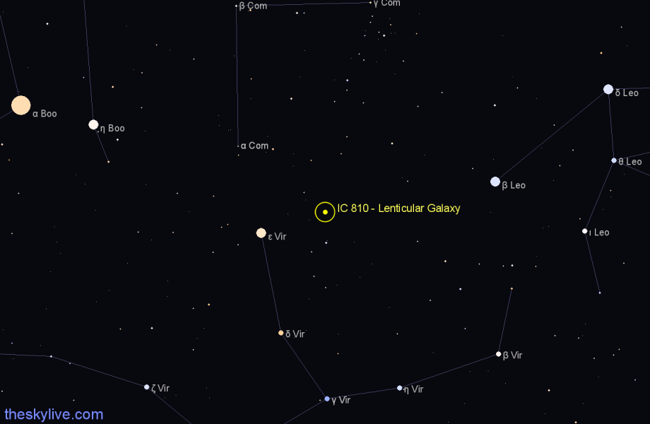 Finder chart IC 810 - Lenticular Galaxy in Virgo star