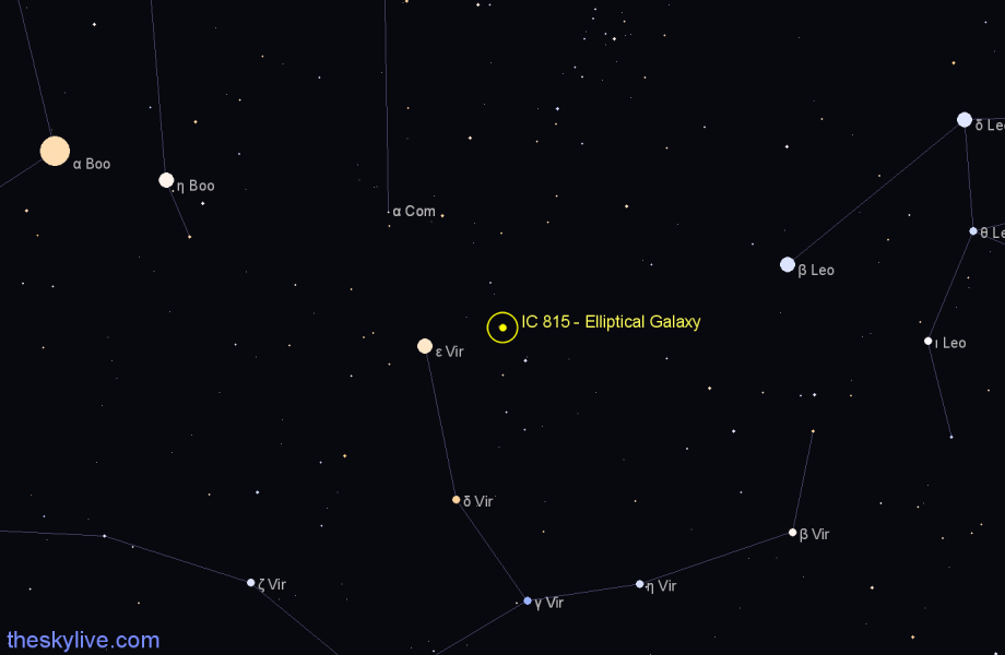 Finder chart IC 815 - Elliptical Galaxy in Virgo star