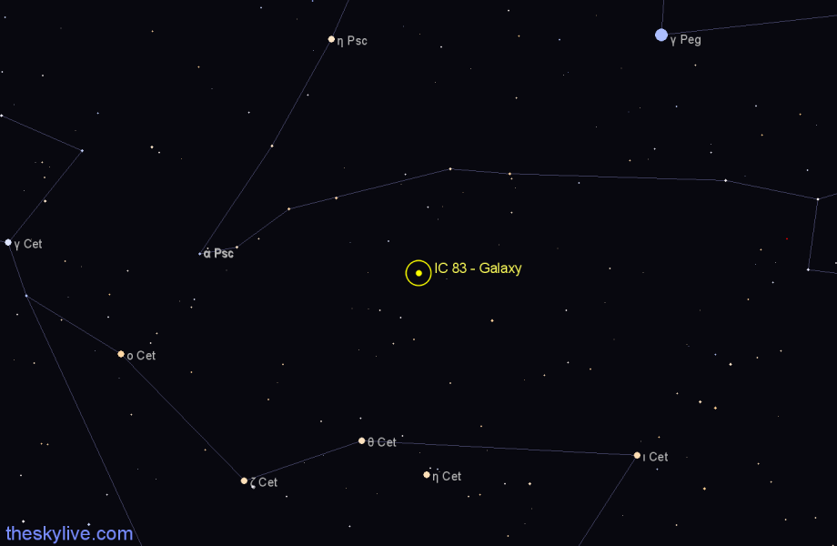 Finder chart IC 83 - Galaxy in Cetus star