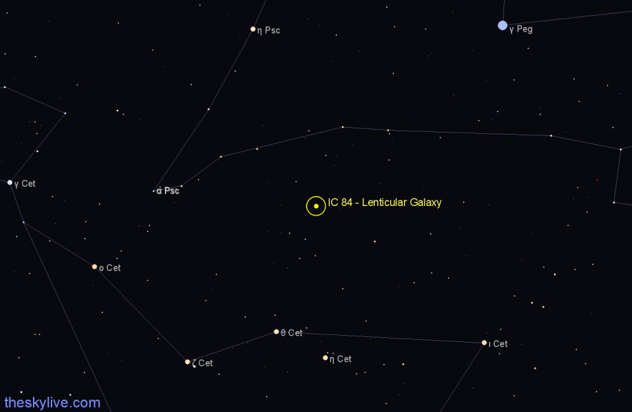 Finder chart IC 84 - Lenticular Galaxy in Cetus star