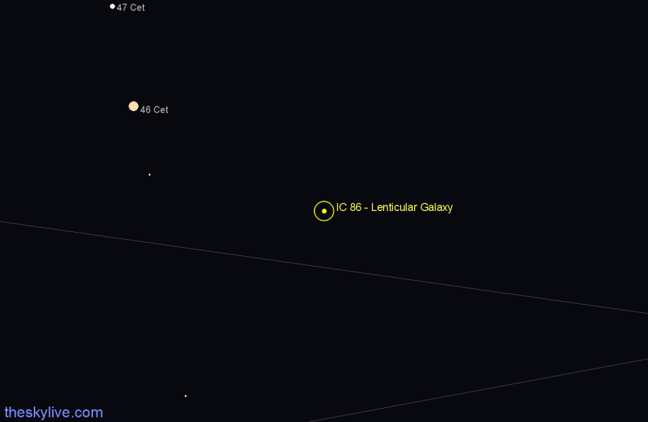 Finder chart IC 86 - Lenticular Galaxy in Cetus star