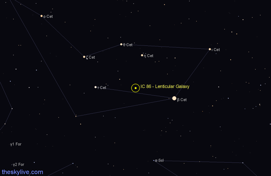 Finder chart IC 86 - Lenticular Galaxy in Cetus star