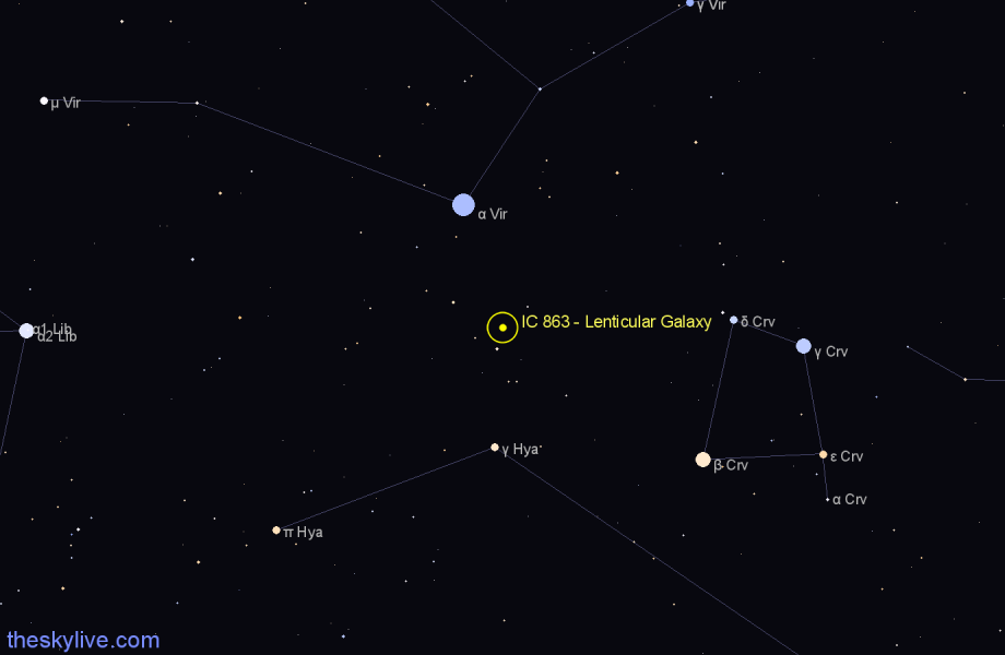 Finder chart IC 863 - Lenticular Galaxy in Virgo star