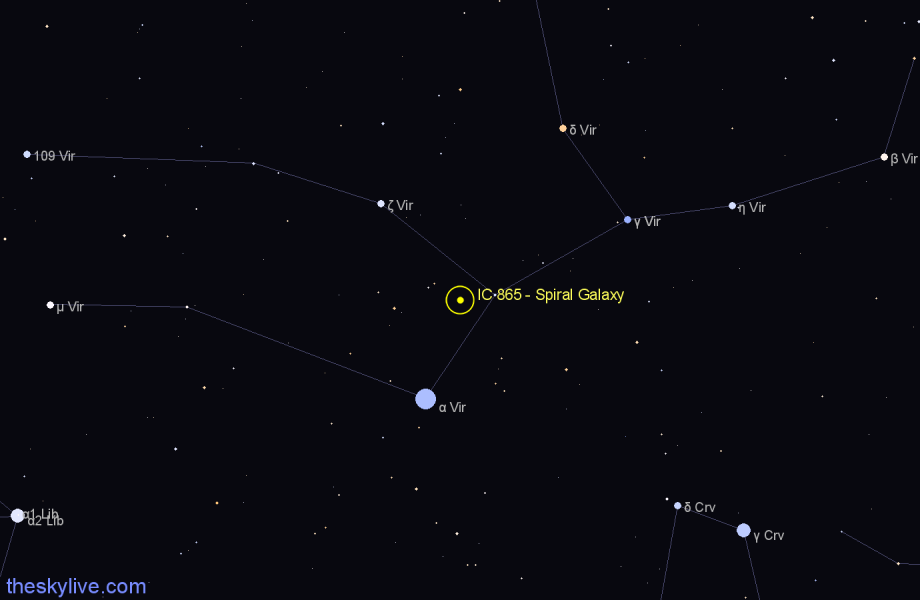 Finder chart IC 865 - Spiral Galaxy in Virgo star