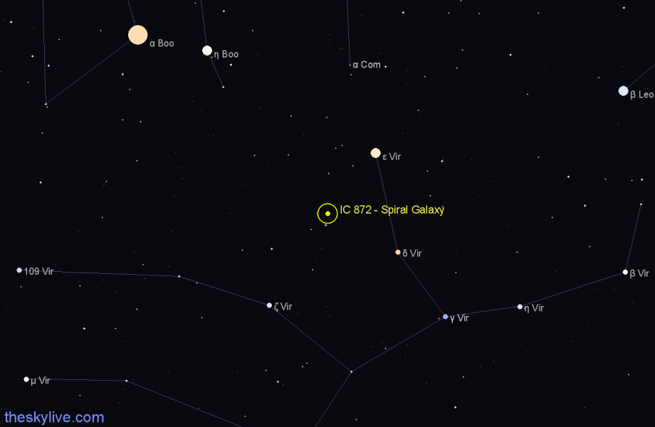 Finder chart IC 872 - Spiral Galaxy in Virgo star
