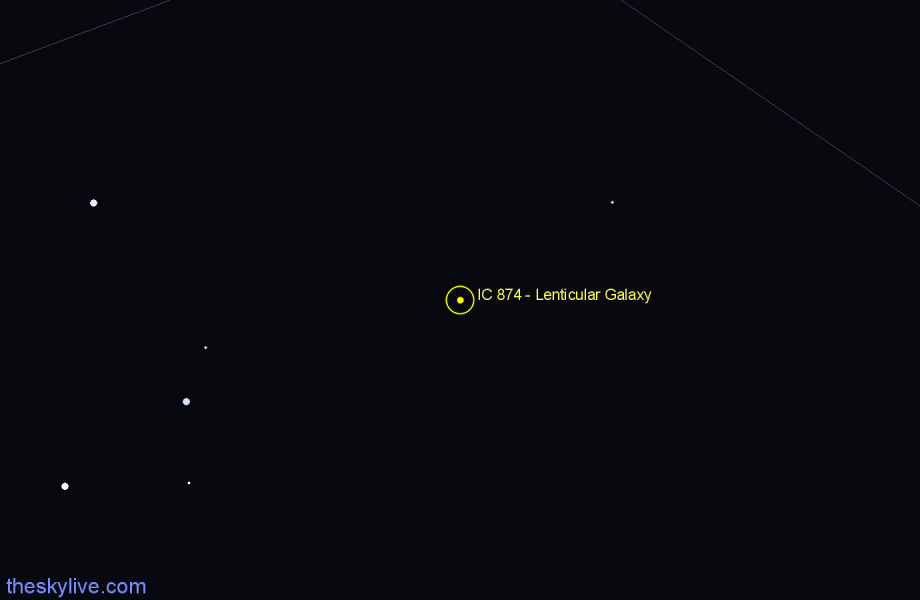 Finder chart IC 874 - Lenticular Galaxy in Hydra star