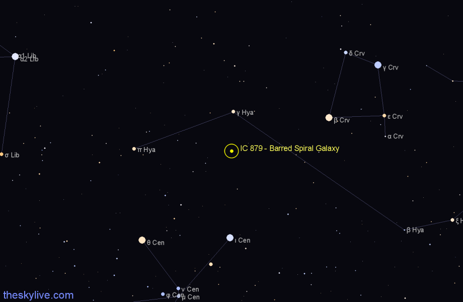 Finder chart IC 879 - Barred Spiral Galaxy in Hydra star