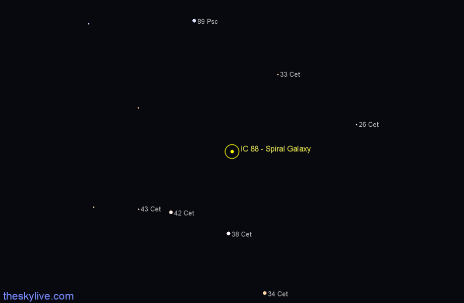 Finder chart IC 88 - Spiral Galaxy in Cetus star