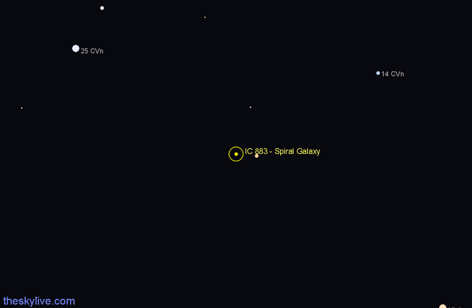 Finder chart IC 883 - Spiral Galaxy in Canes Venatici star