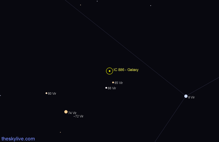 Finder chart IC 886 - Galaxy in Virgo star