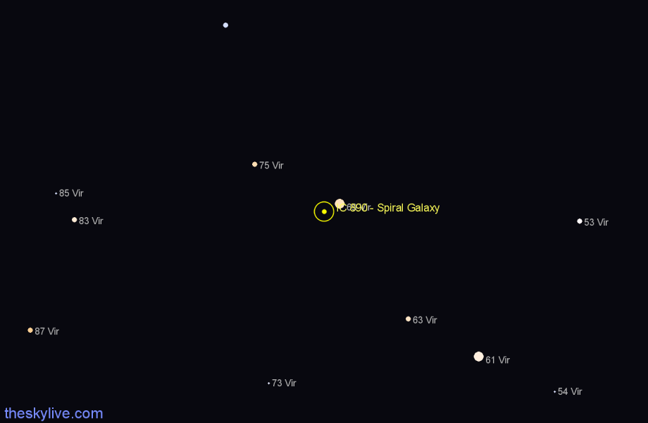Finder chart IC 890 - Spiral Galaxy in Virgo star