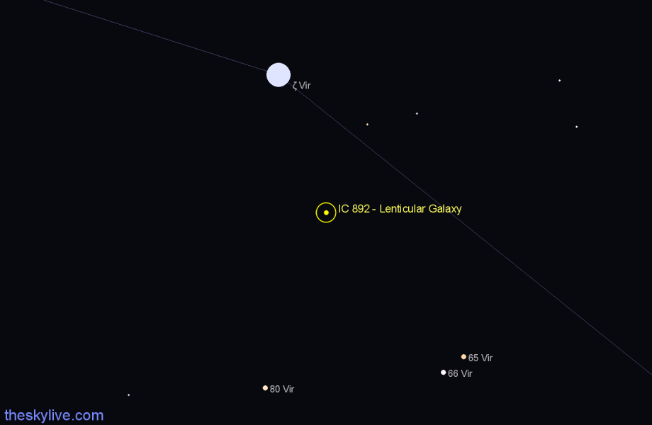 Finder chart IC 892 - Lenticular Galaxy in Virgo star