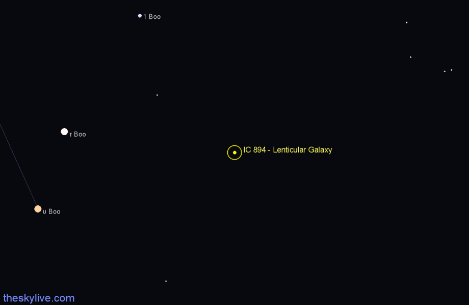 Finder chart IC 894 - Lenticular Galaxy in Coma Berenices star