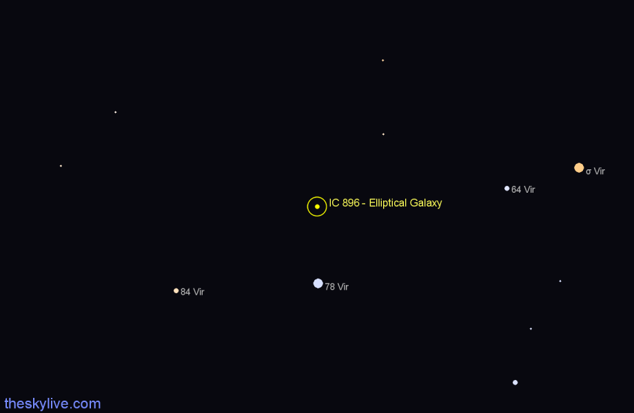 Finder chart IC 896 - Elliptical Galaxy in Virgo star