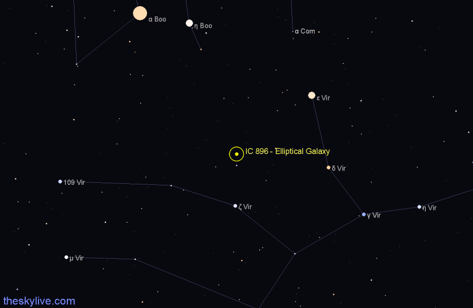 Finder chart IC 896 - Elliptical Galaxy in Virgo star