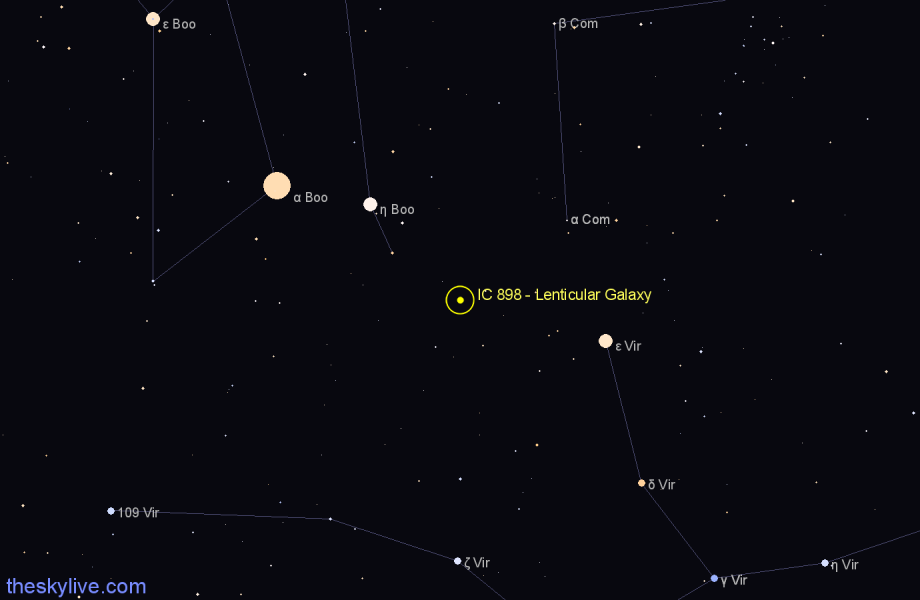 Finder chart IC 898 - Lenticular Galaxy in Virgo star