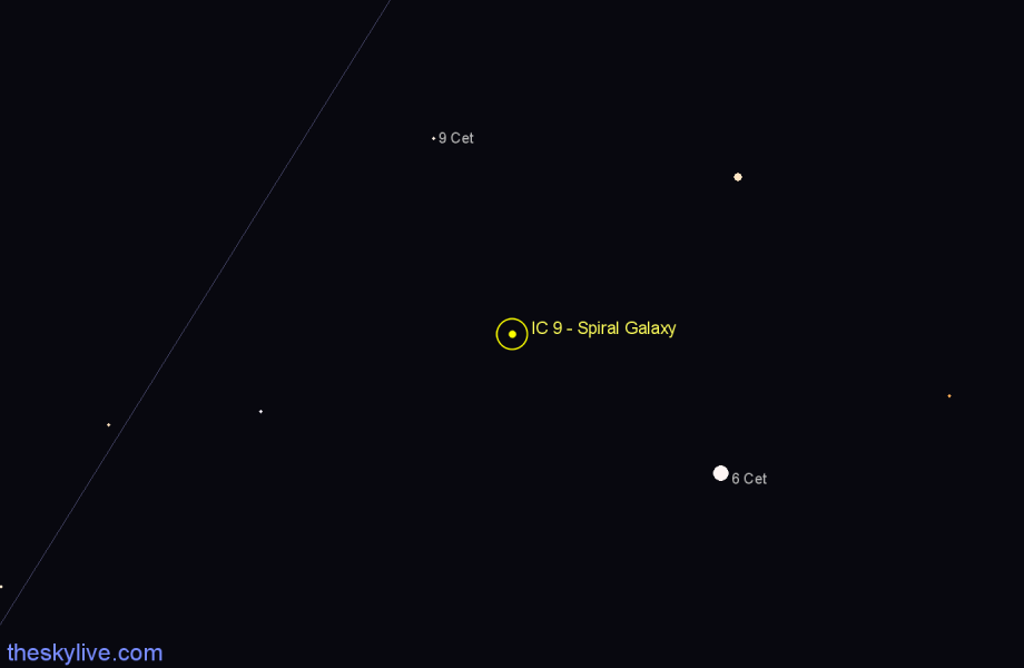 Finder chart IC 9 - Spiral Galaxy in Cetus star