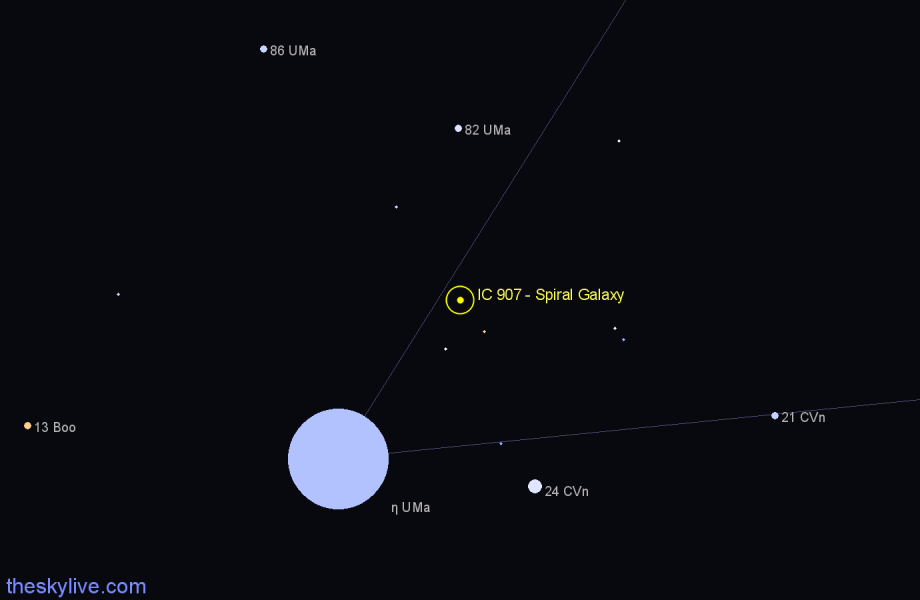 Finder chart IC 907 - Spiral Galaxy in Ursa Major star
