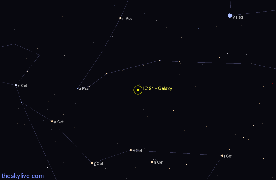 Finder chart IC 91 - Galaxy in Cetus star