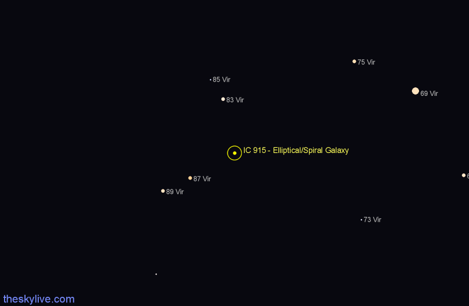 Finder chart IC 915 - Elliptical/Spiral Galaxy in Virgo star