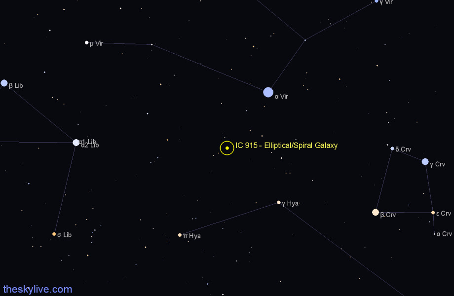 Finder chart IC 915 - Elliptical/Spiral Galaxy in Virgo star