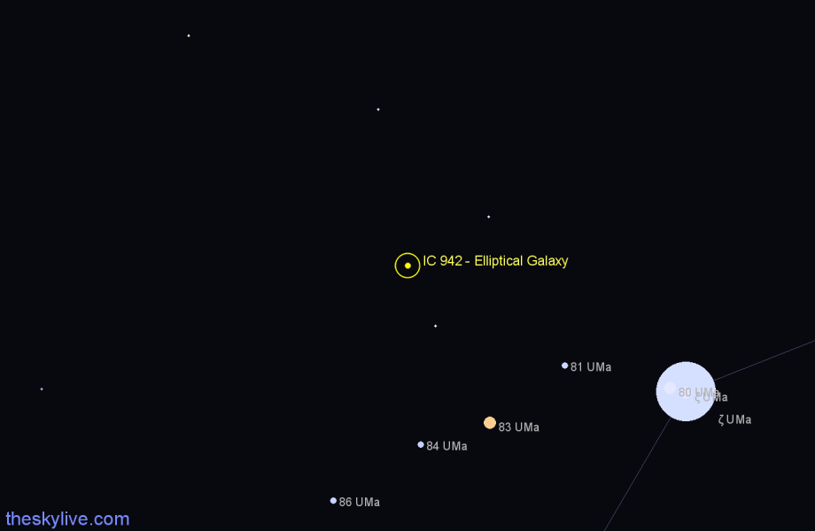 Finder chart IC 942 - Elliptical Galaxy in Ursa Major star