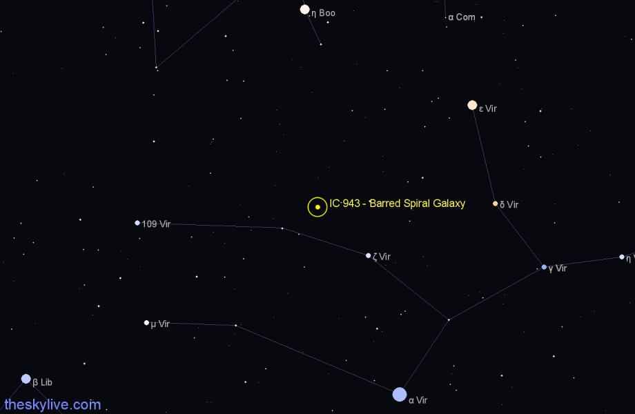 Finder chart IC 943 - Barred Spiral Galaxy in Virgo star