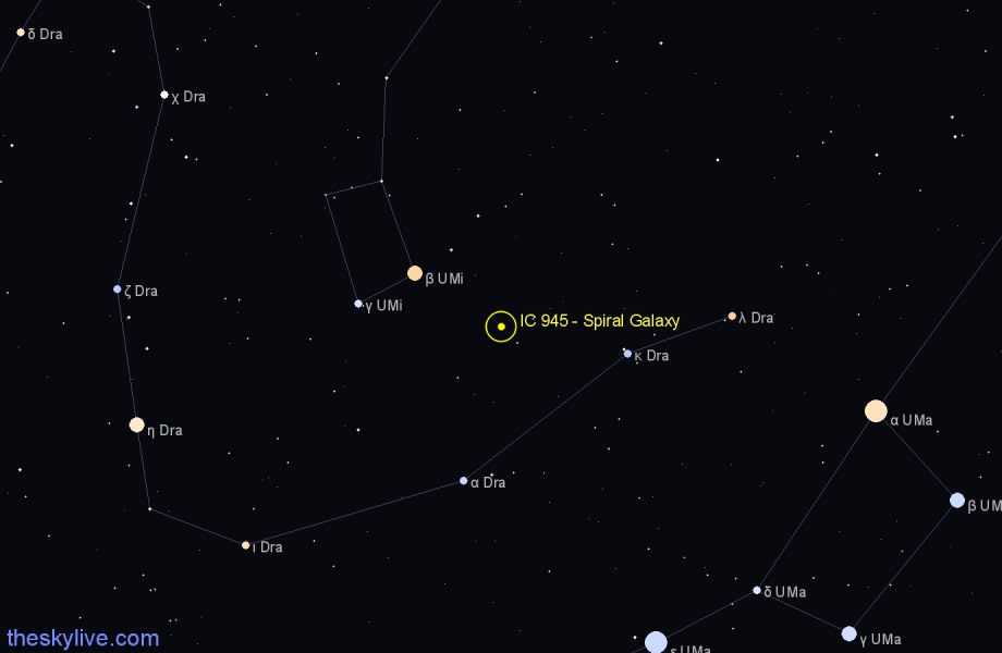Finder chart IC 945 - Spiral Galaxy in Ursa Minor star