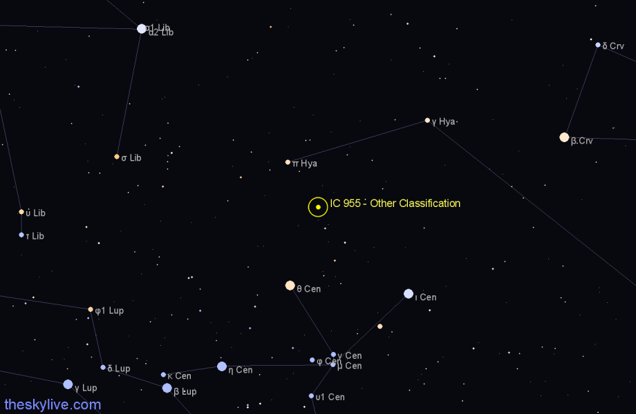 Finder chart IC 955 - Other Classification in Centaurus star