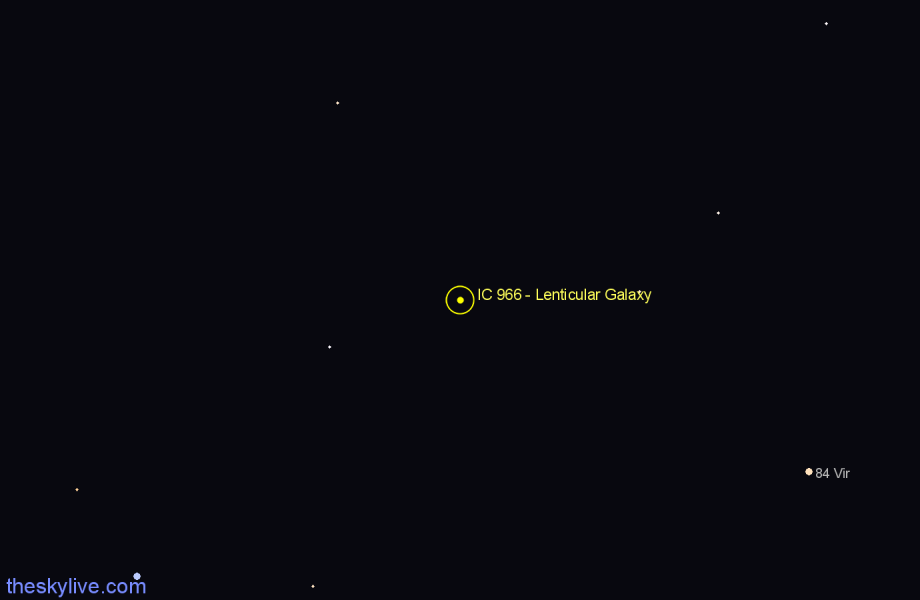 Finder chart IC 966 - Lenticular Galaxy in Virgo star