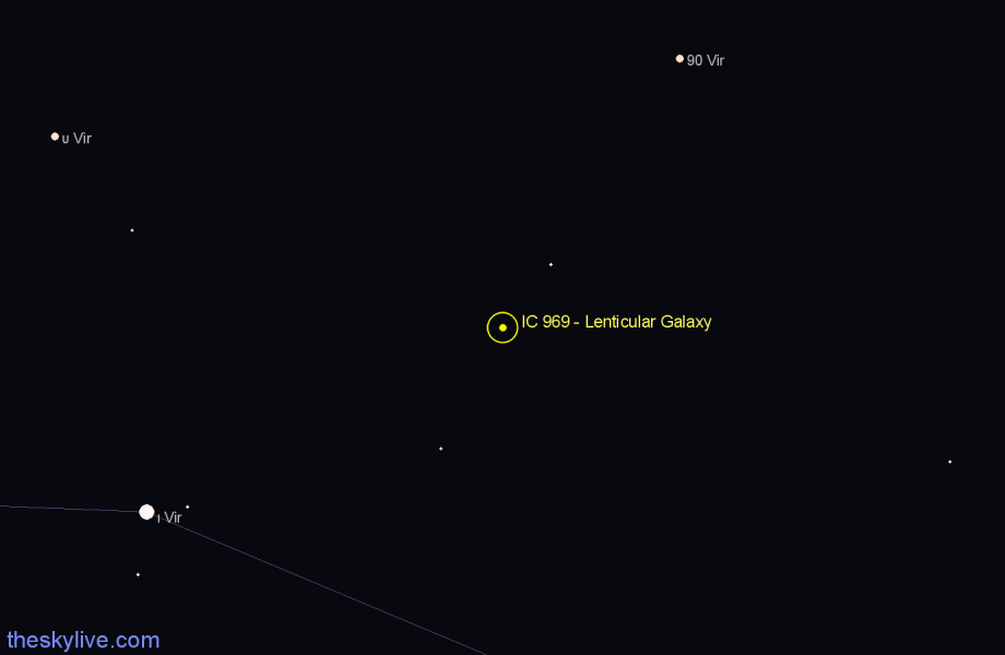 Finder chart IC 969 - Lenticular Galaxy in Virgo star