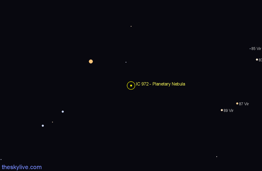 Finder chart IC 972 - Planetary Nebula in Virgo star