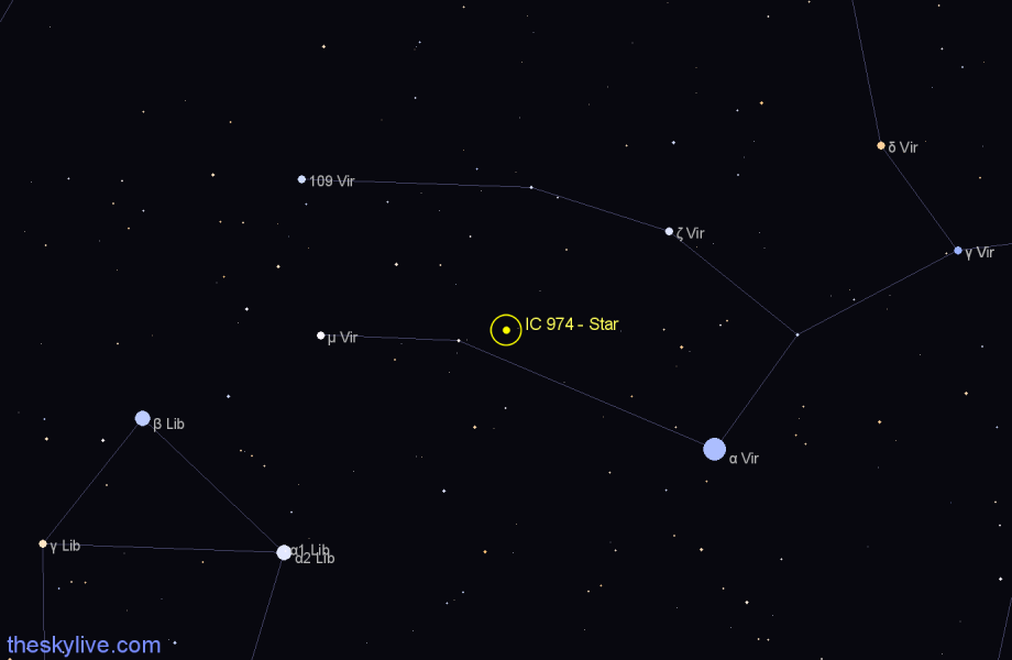 Finder chart IC 974 - Star in Virgo star