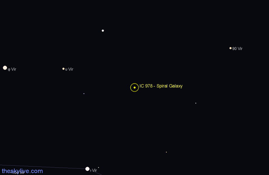 Finder chart IC 978 - Spiral Galaxy in Virgo star