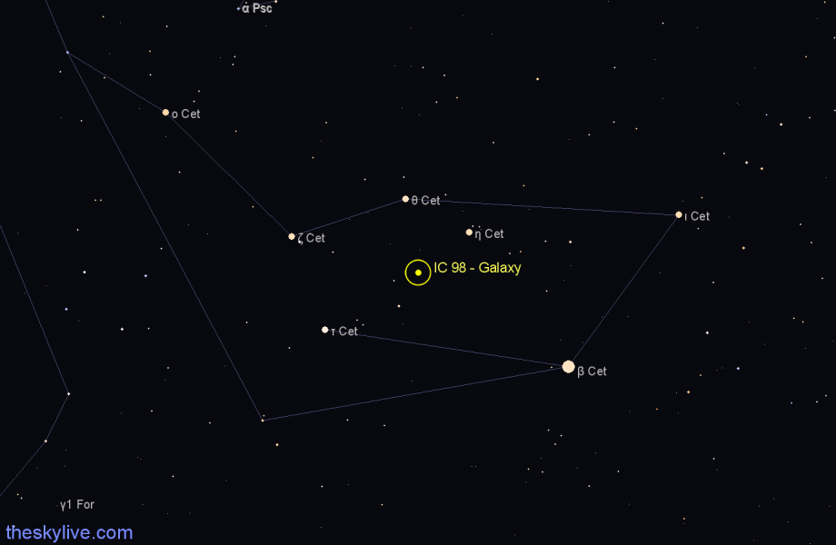 Finder chart IC 98 - Galaxy in Cetus star