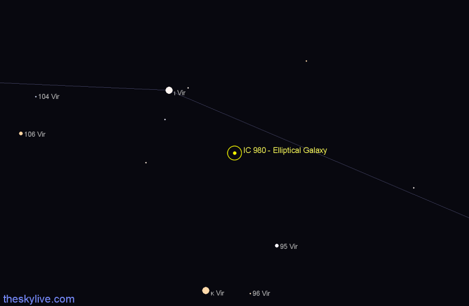 Finder chart IC 980 - Elliptical Galaxy in Virgo star