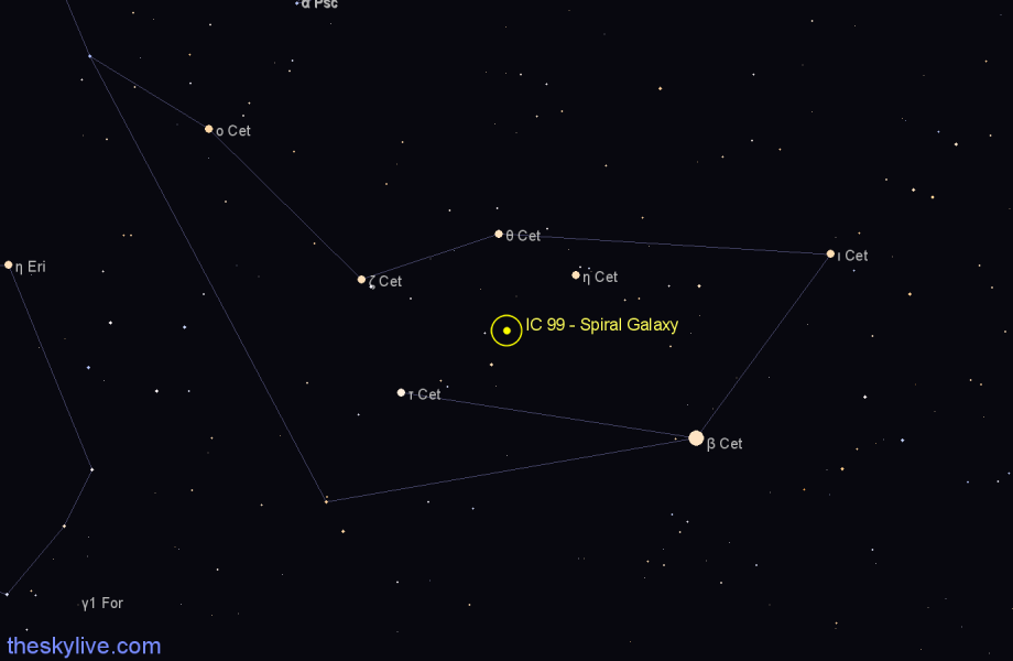 Finder chart IC 99 - Spiral Galaxy in Cetus star