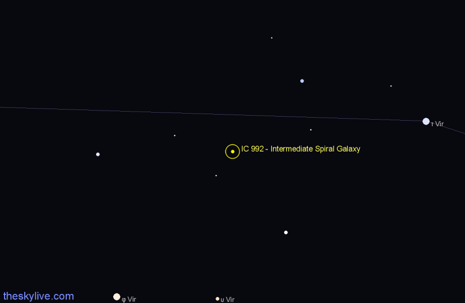 Finder chart IC 992 - Intermediate Spiral Galaxy in Virgo star
