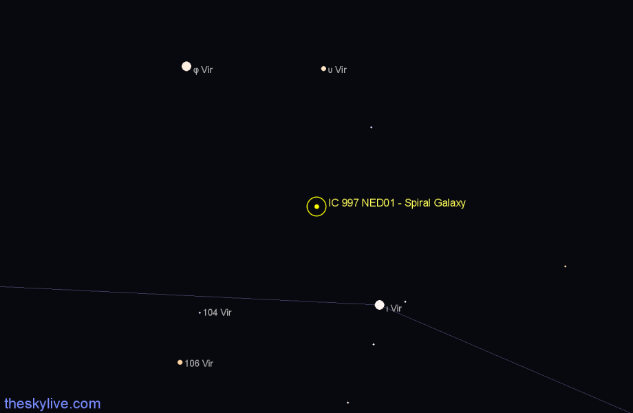 Finder chart IC 997 NED01 - Spiral Galaxy in Virgo star