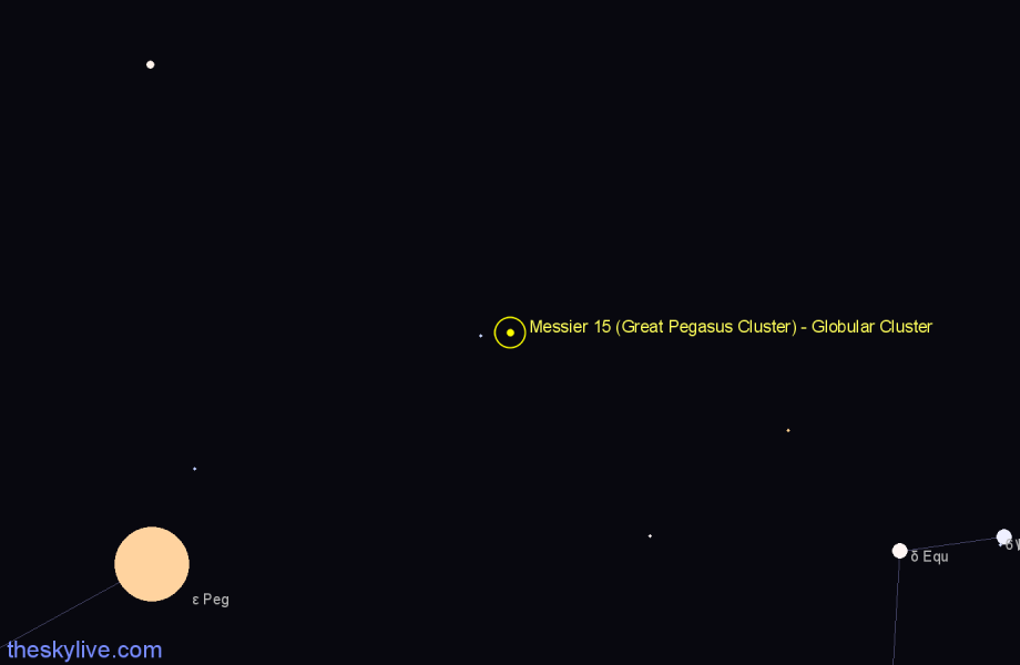 Finder chart Messier 15 (Great Pegasus Cluster) - Globular Cluster in Pegasus star
