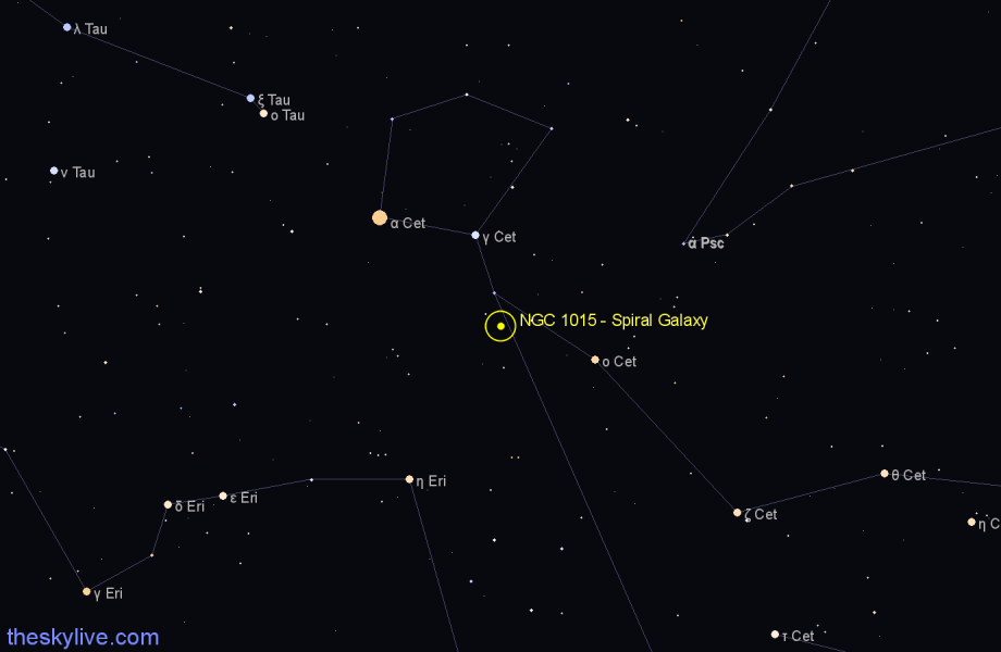 Finder chart NGC 1015 - Spiral Galaxy in Cetus star