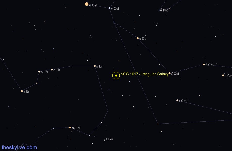Finder chart NGC 1017 - Irregular Galaxy in Cetus star