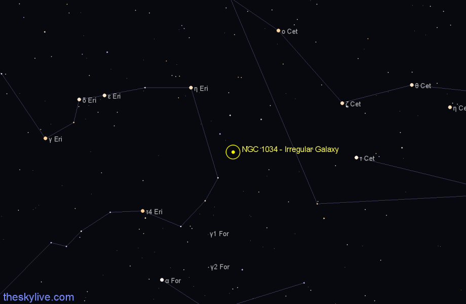 Finder chart NGC 1034 - Irregular Galaxy in Cetus star