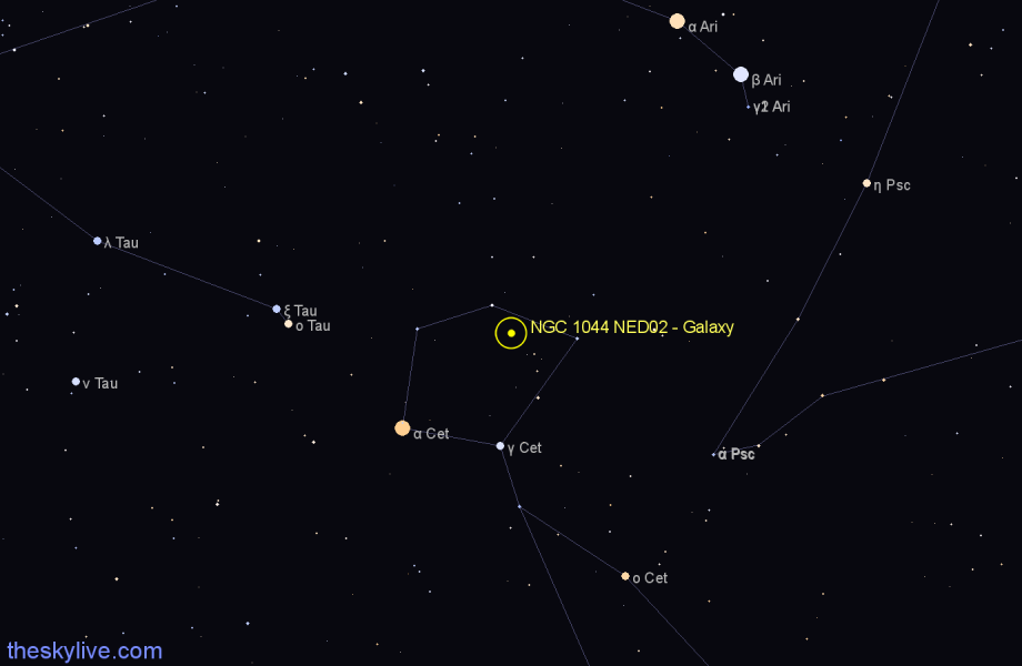 Finder chart NGC 1044 NED02 - Galaxy in Cetus star