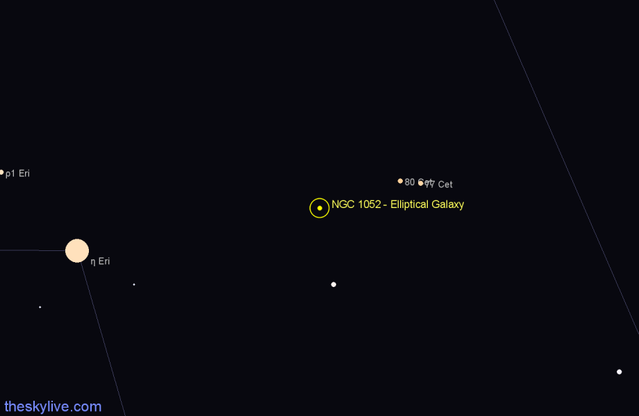 Finder chart NGC 1052 - Elliptical Galaxy in Cetus star